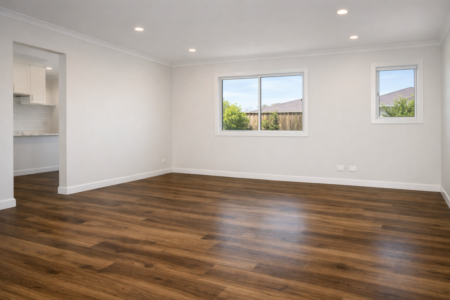 Hybrid flooring installation in modern home