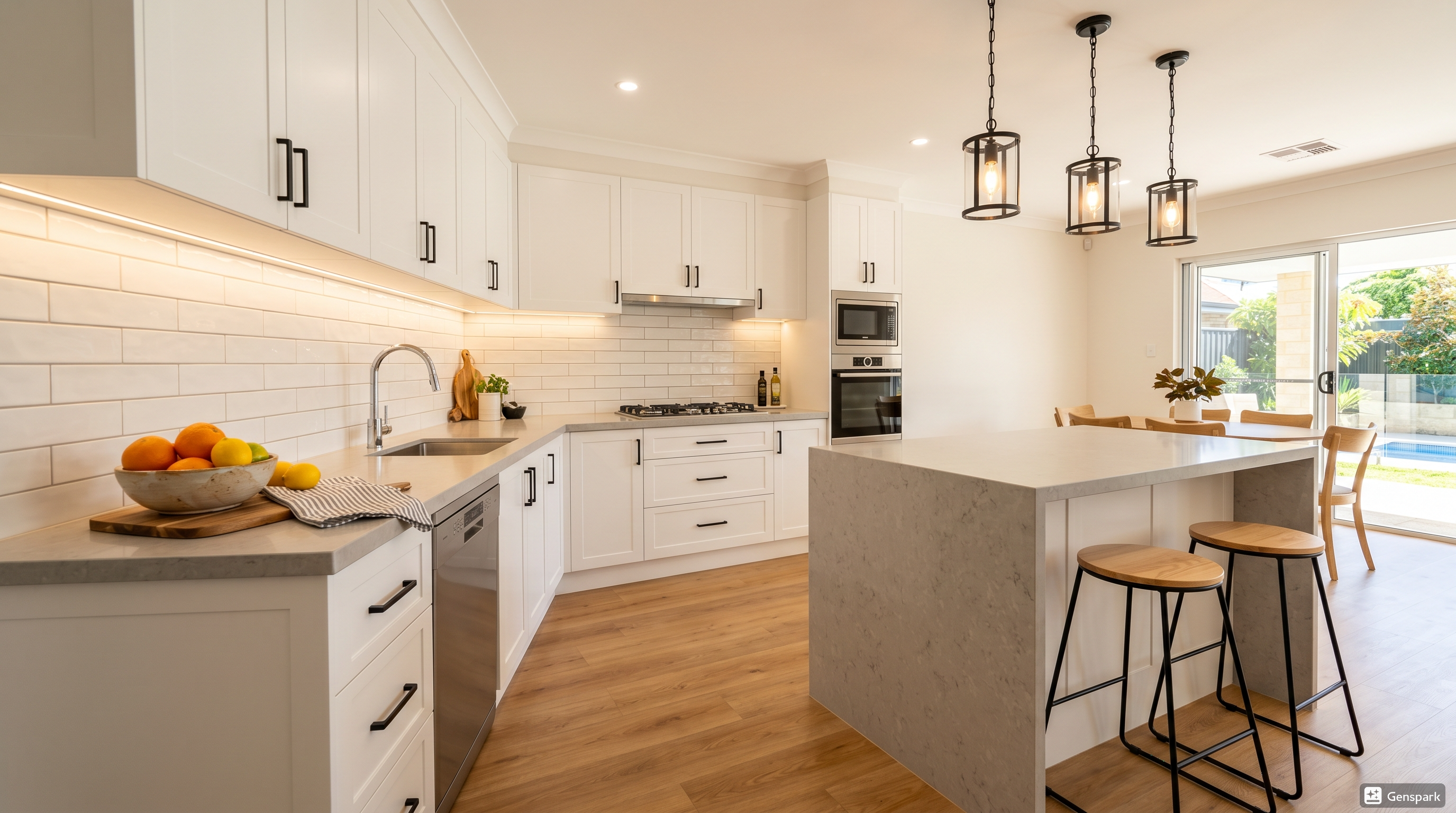 Kitchen splashback tiling and cabinet refresh